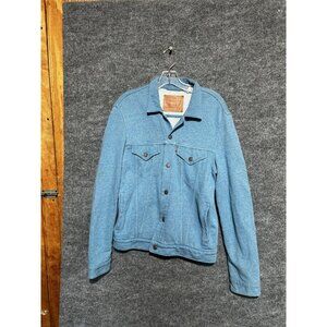 Levi's Jacket Mens Medium Blue Knit Trucker Bomber Button Front Lightweight